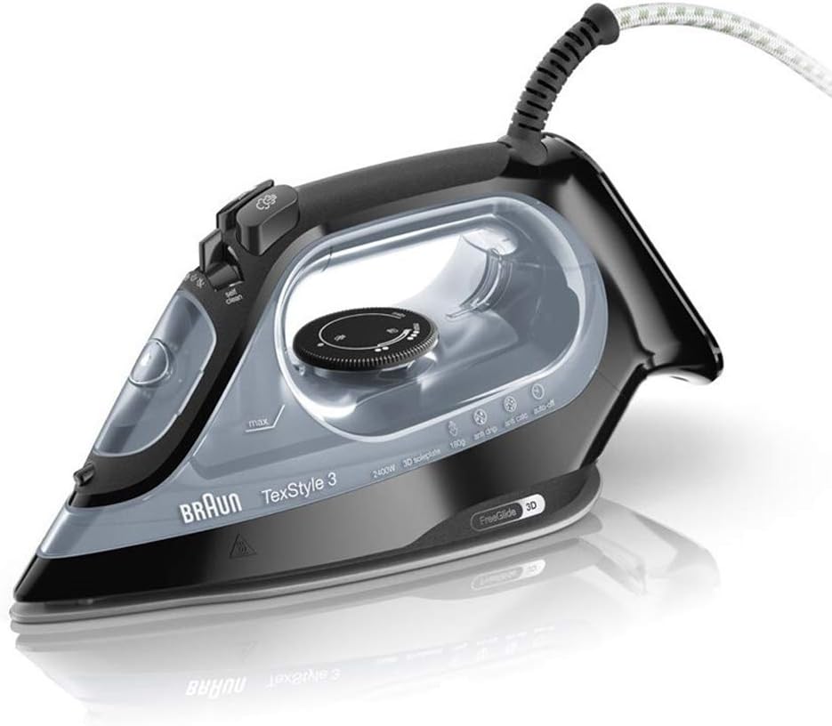 Braun TeXStyle Steam Iron, Black Min 1 year warranty كواية تيكستايل بالبخار من براون، اسود Braun TeXStyle Steam Iron, Black Min 1 year warranty كواية تيكستايل بالبخار من براون، اسود